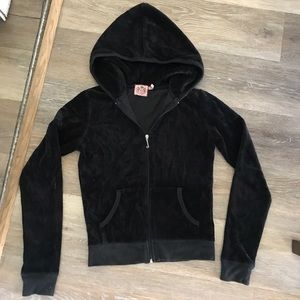 JUICY COUTURE black velour hoodie track jacket